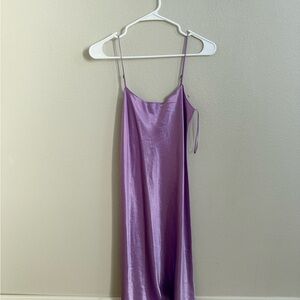 Purple Satin Slip Dress